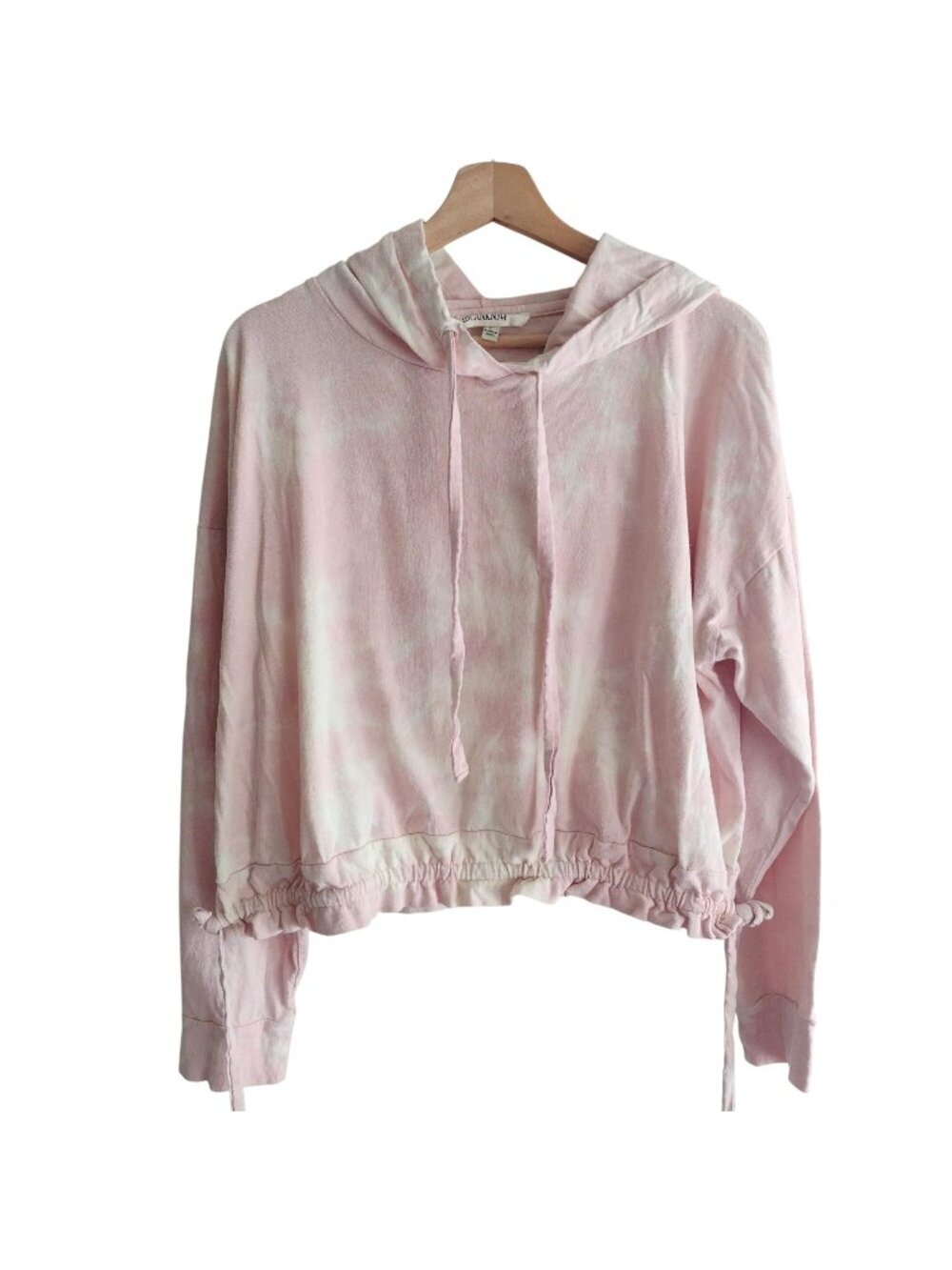 Blanknyc Pink Tie-Dye Hoodie L Loose-Fit Cotton Cropped Pullover Sweater